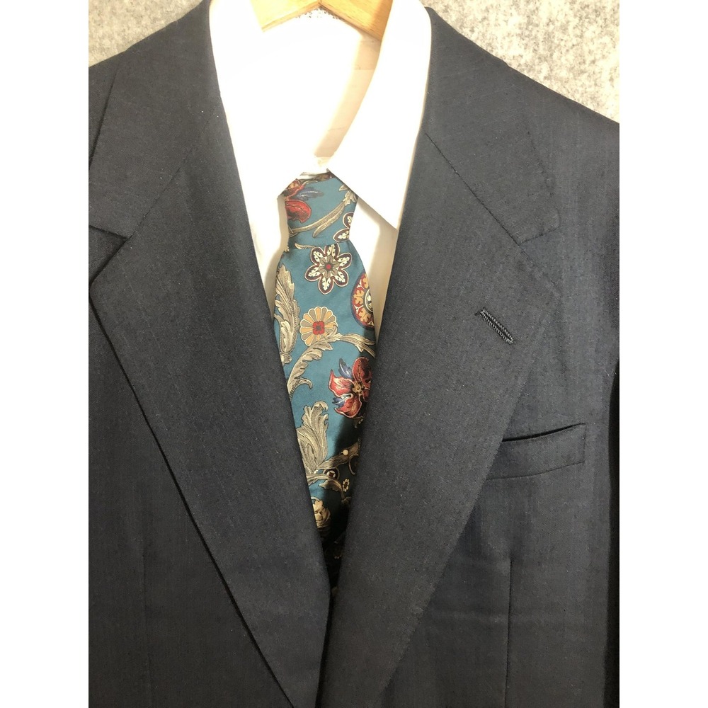 Oxxford Clothes Suit Jacket Mens 42 Blue Wool Super 120s Notch Lapel Pinstripe